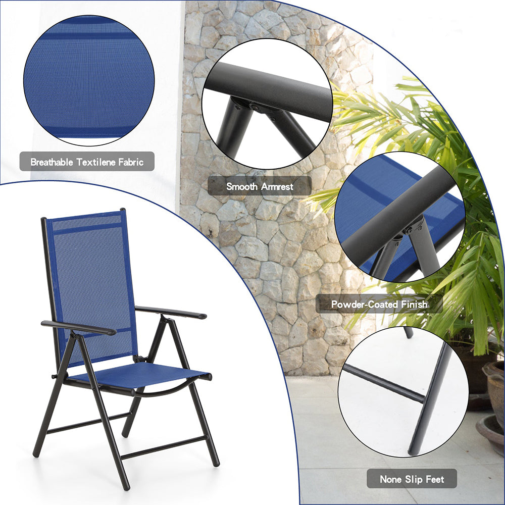 PHI VILLA Garden Dining Set 4 Seater Outdoor Folding Chair and Table