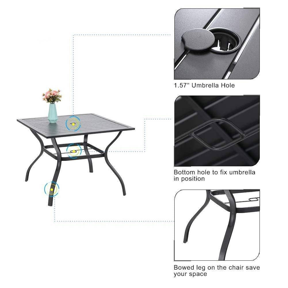 4 Seater Outdoor Dining Set Garden Table & Cushioned Dining Chairs