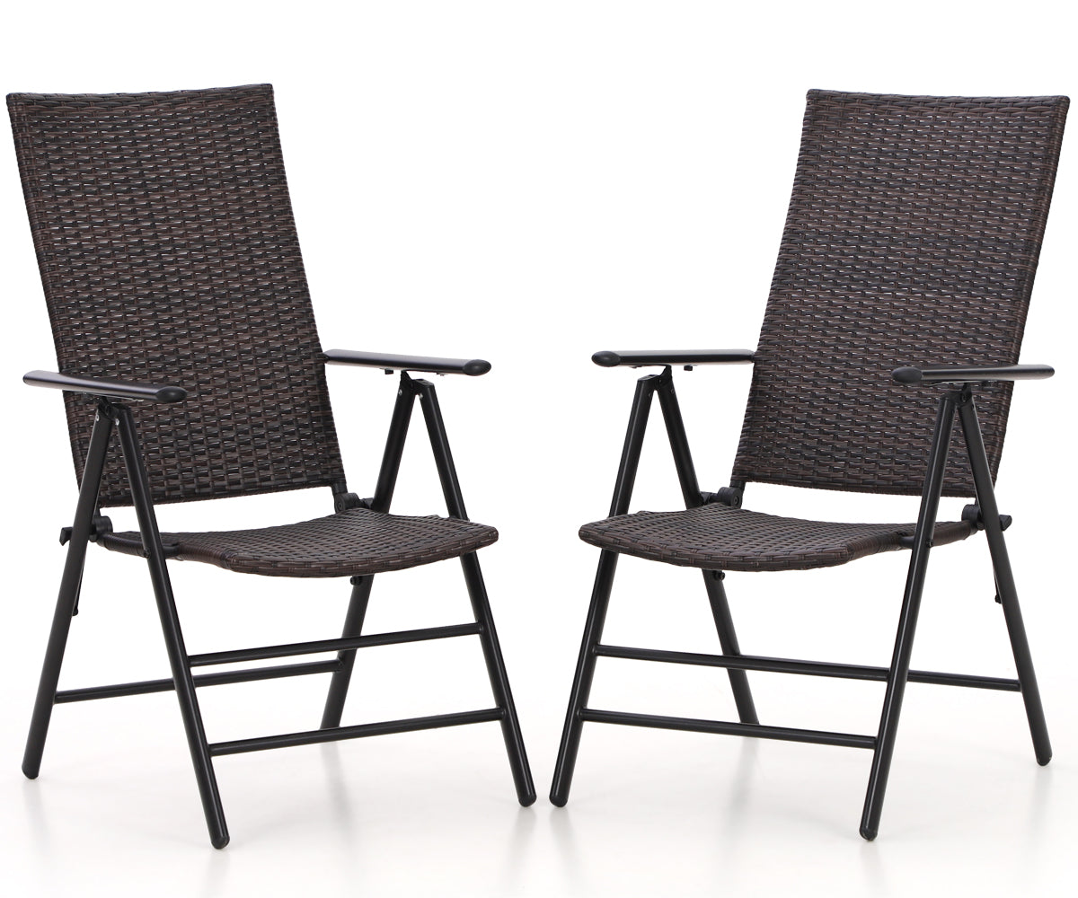 Reclining Rattan Garden Chairs Folding Chairs For Outdoors Set of 2
