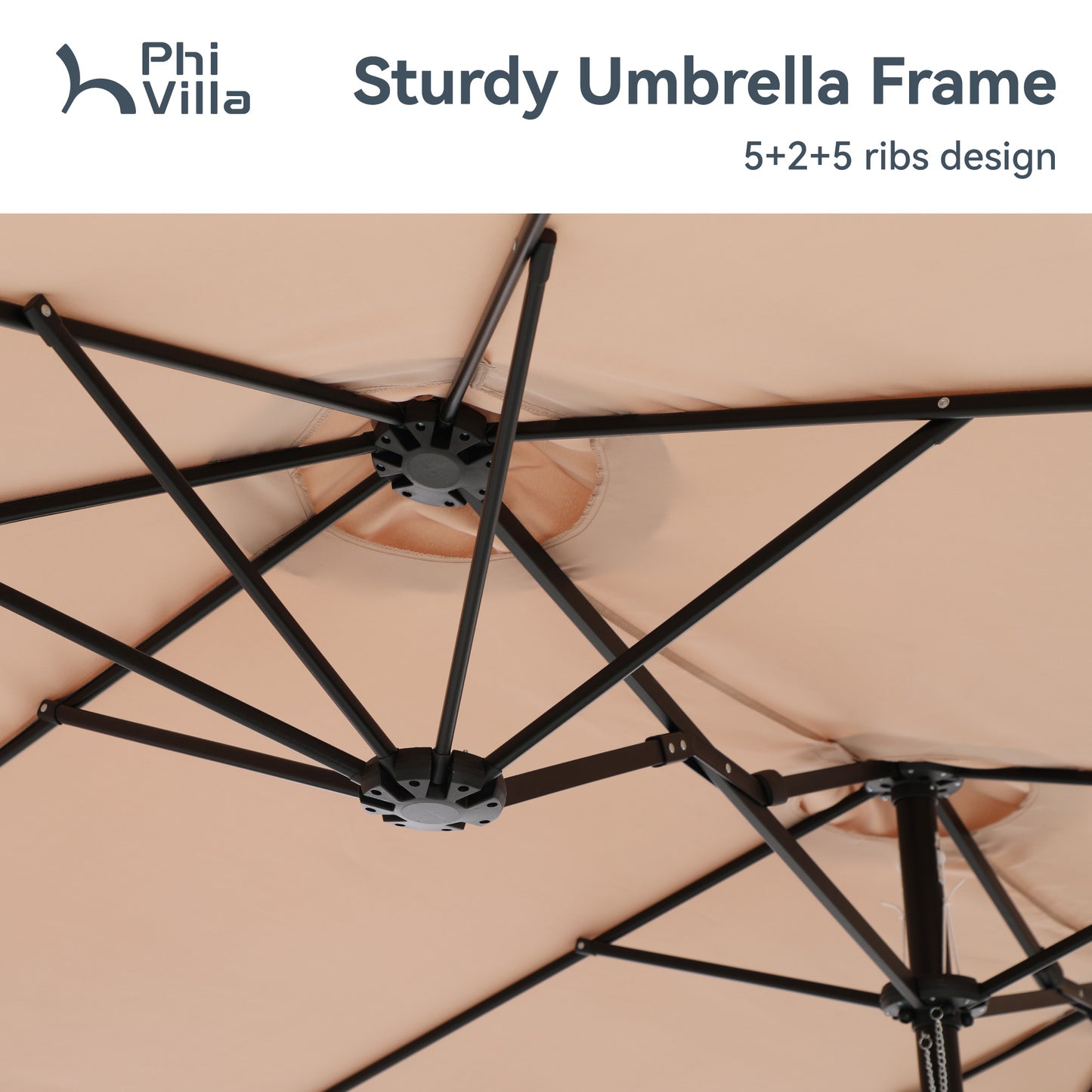 PHI VILLA 4.6m Double-Sided Extra Large Patio Twin Umbrella (Base Included)