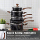 Kitchen Academy 15 Pieces Black Hammered Finish Nonstick Pots and Pans Set