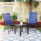 Phi Villa 3-Piece Garden Bistro Set Small Square Side Table & 2 Textilene Reclining Foldable Chairs