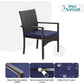 PHI VILLA 3-Piece Garden Bistro Set Rattan Dining Chairs & Small Square Side Table
