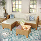Boho Style Outdoor Wicker Conversation Sofa set with Acacia Wood Coffee Table - Phi Villa