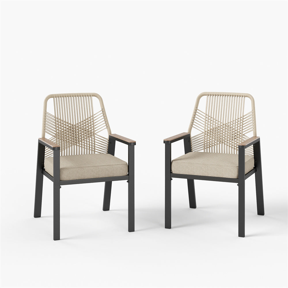 Handcrafted Rattan Rope Garden Dining Chairs - Phi Villa