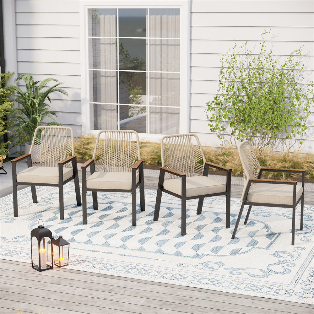 Handcrafted Rattan Rope Garden Dining Chairs - Phi Villa