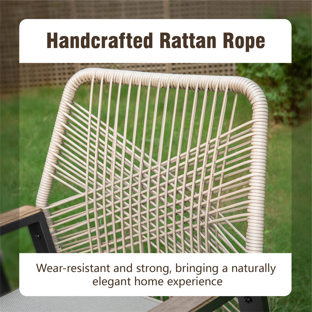 Handcrafted Rattan Rope Garden Dining Chairs - Phi Villa