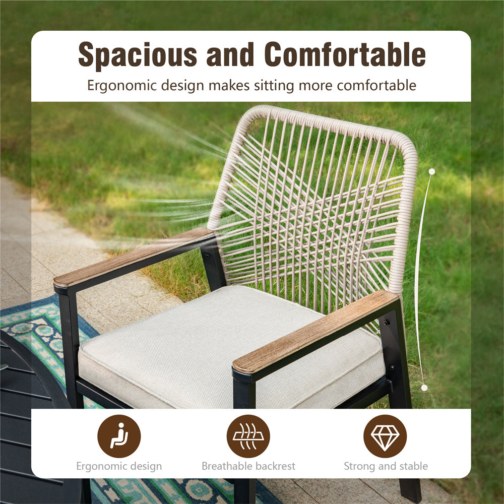 Handcrafted Rattan Rope Garden Dining Chairs - Phi Villa
