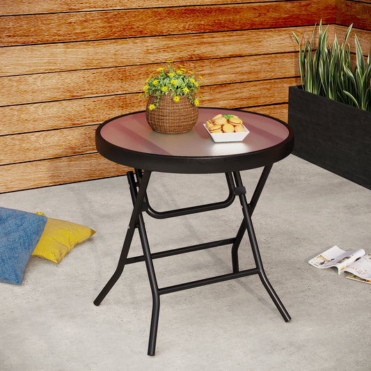 45cm Glass Round Side Table Outdoor Bistro Table