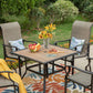 4 Seater Garden Dining Set Square Metal Table And High Back Garden Chair