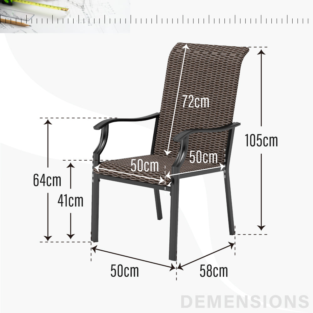 Rattan Dining Chairs Metal Garden Chairs Chairs Set of 2