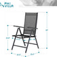 Phi Villa 3-Piece Garden Bistro Set Small Square Side Table & 2 Textilene Reclining Foldable Chairs