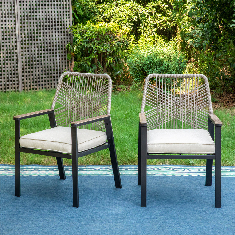 Handcrafted Rattan Rope Garden Dining Chairs - Phi Villa