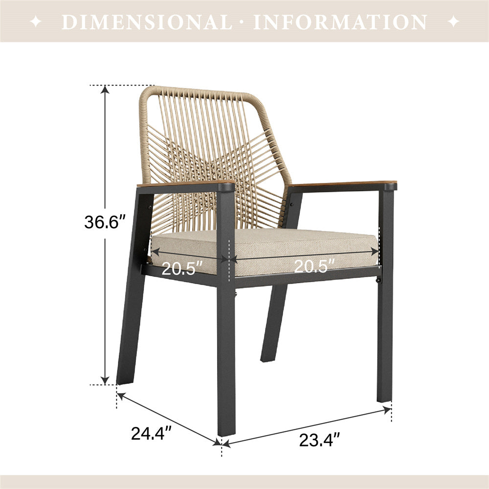 Handcrafted Rattan Rope Garden Dining Chairs - Phi Villa