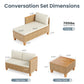 Boho Style Outdoor Wicker Conversation Sofa set with Acacia Wood Coffee Table - Phi Villa