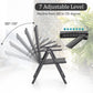 Phi Villa 3-Piece Garden Bistro Set Small Square Side Table & 2 Textilene Reclining Foldable Chairs