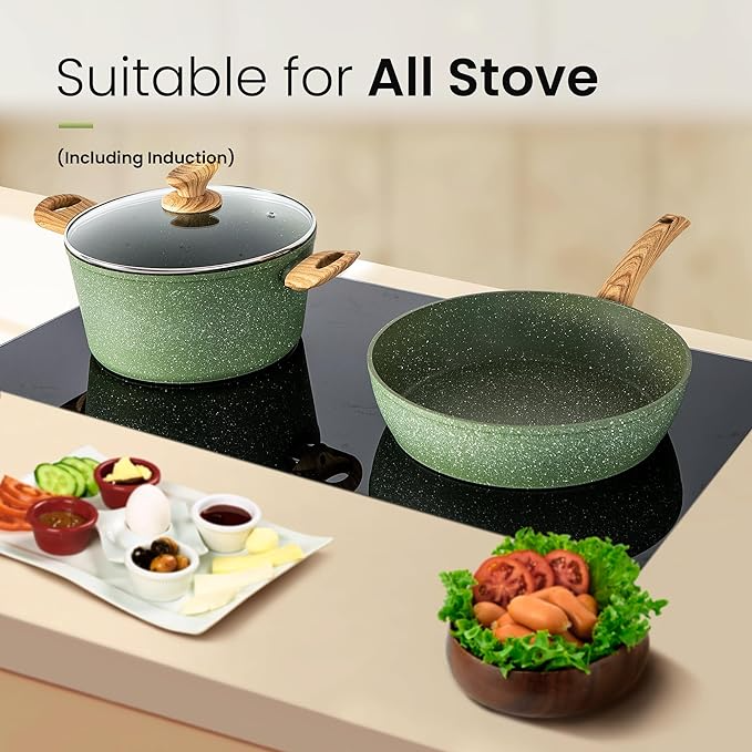 Ultimate 30 Pieces Granite-Coating Nonstick Induction Cookware Set for Easy Dinner Ideas