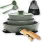 Kitchen Academy Granite-Coating 8 Pieces Nonstick Pots and Pans Set with Removable Handle