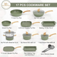 Induction Nonstick Granite-Coating 17 Piece Cookware Set,Kitchen Academy