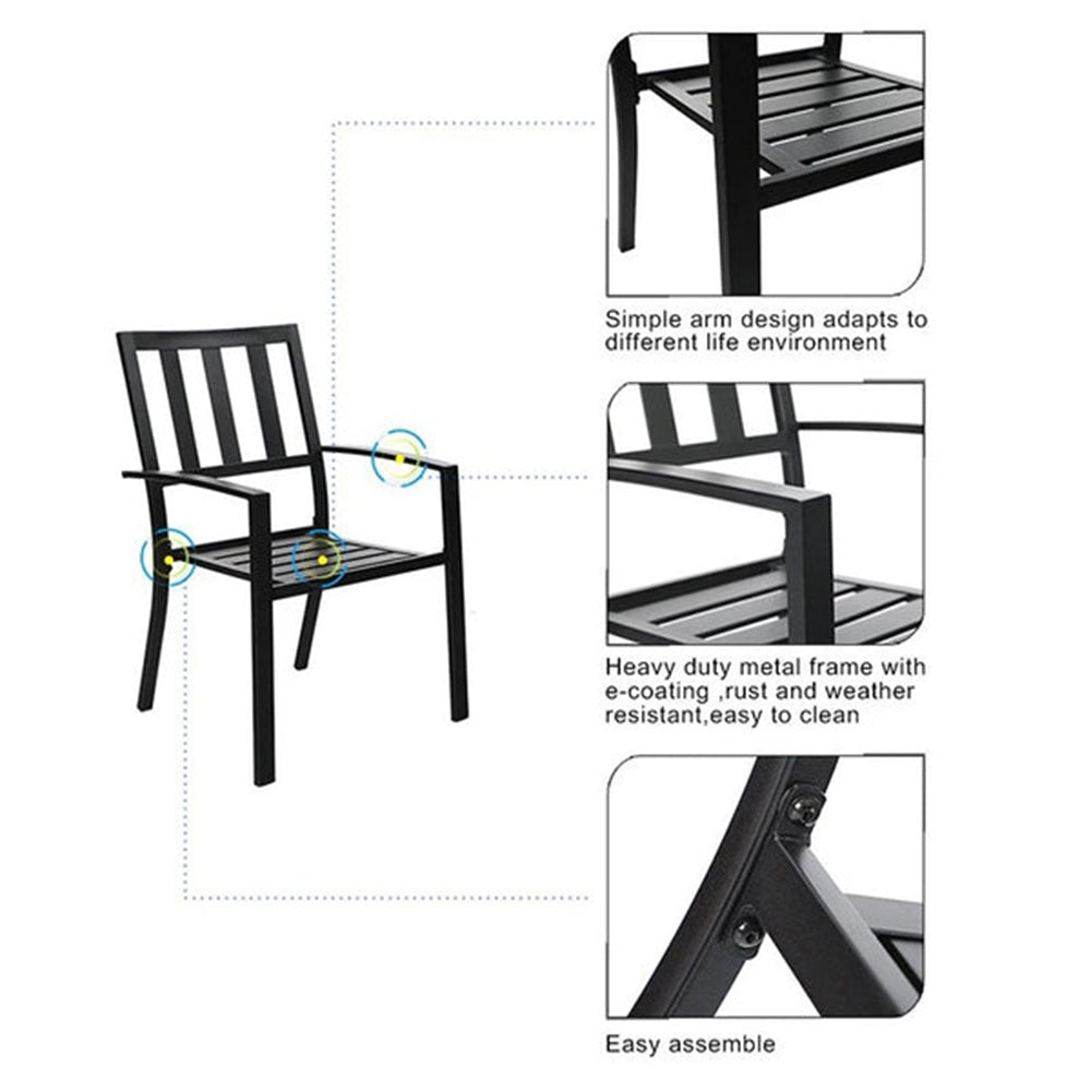 Garden Dining Set 6 Seater Metal Outdoor Dining Table And Stackable Chairs