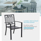 Garden Dining Set 6 Seater Metal Outdoor Dining Table And Stackable Chairs