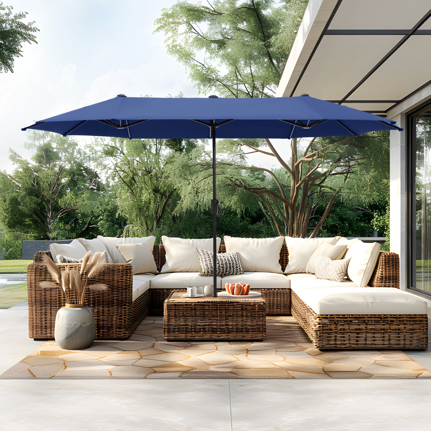 PHI VILLA 4m Large Double-Sided Outdoor Patio Umbrella