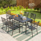 Garden Dining Set 6 Seater Metal Outdoor Dining Table And Stackable Chairs