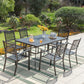 Garden Dining Set 6 Seater Metal Outdoor Dining Table And Stackable Chairs