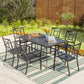 Garden Dining Set 6 Seater Metal Outdoor Dining Table And Stackable Chairs