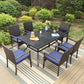 Garden Dining Set 6 Seater Table and Rattan Dining Chair