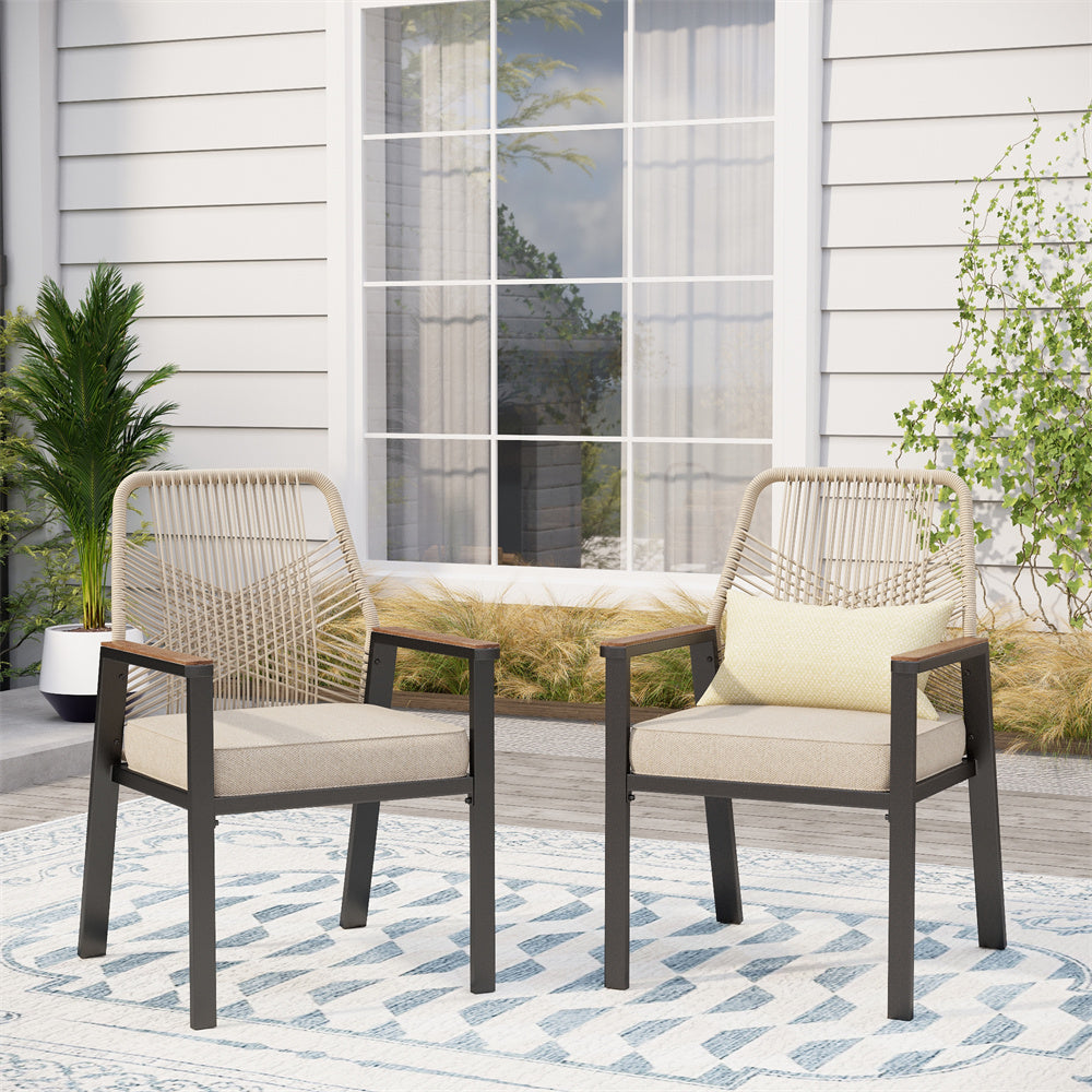 Handcrafted Rattan Rope Garden Dining Chairs - Phi Villa