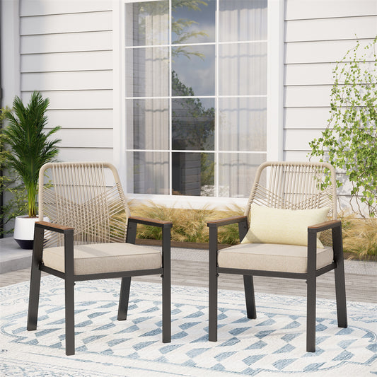 Handcrafted Rattan Rope Garden Dining Chairs - Phi Villa