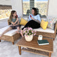 Boho Style Outdoor Wicker Conversation Sofa set with Acacia Wood Coffee Table - Phi Villa