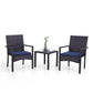 PHI VILLA 3-Piece Garden Bistro Set Rattan Dining Chairs & Small Square Side Table
