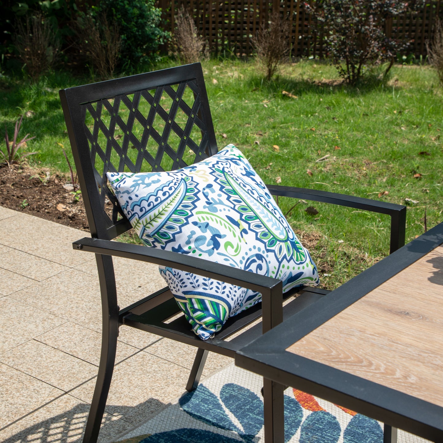 PHI VILLA Outdoor Dining Sets 4 Seater Metal Garden Table and Chairs Set