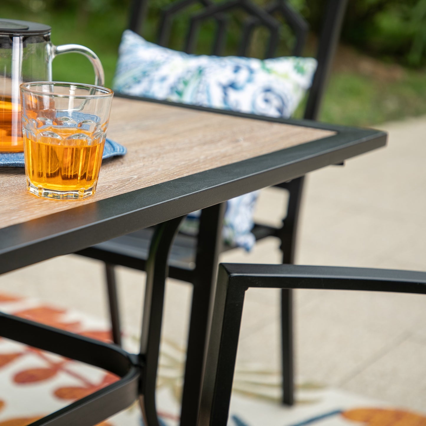 PHI VILLA Outdoor Dining Sets 4 Seater Metal Garden Table and Chairs Set