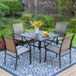 PHI VILLA Garden Dining Set 4 Seater Metal Table And Textilene Chair