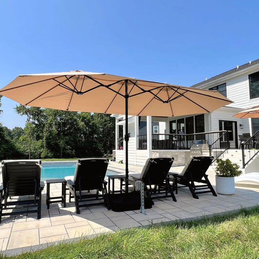 PHI VILLA 4.6m Double-Sided Extra Large Patio Twin Umbrella (Base Included)