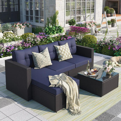 PHI VILLA L Shaped Rattan Garden Corner Sofa Set