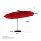 PHI VILLA 4.6m Double-Sided Extra Large Patio Twin Umbrella (Base Included)