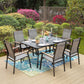 6 Seater Patio Set Metal Garden Table and Textilene Garden Chairs