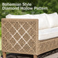 Boho Style Outdoor Wicker Conversation Sofa set with Acacia Wood Coffee Table - Phi Villa
