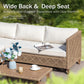 Boho Style Outdoor Wicker Conversation Sofa set with Acacia Wood Coffee Table - Phi Villa