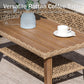 Boho Style Outdoor Wicker Conversation Sofa set with Acacia Wood Coffee Table - Phi Villa