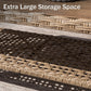 Boho Style Outdoor Wicker Conversation Sofa set with Acacia Wood Coffee Table - Phi Villa