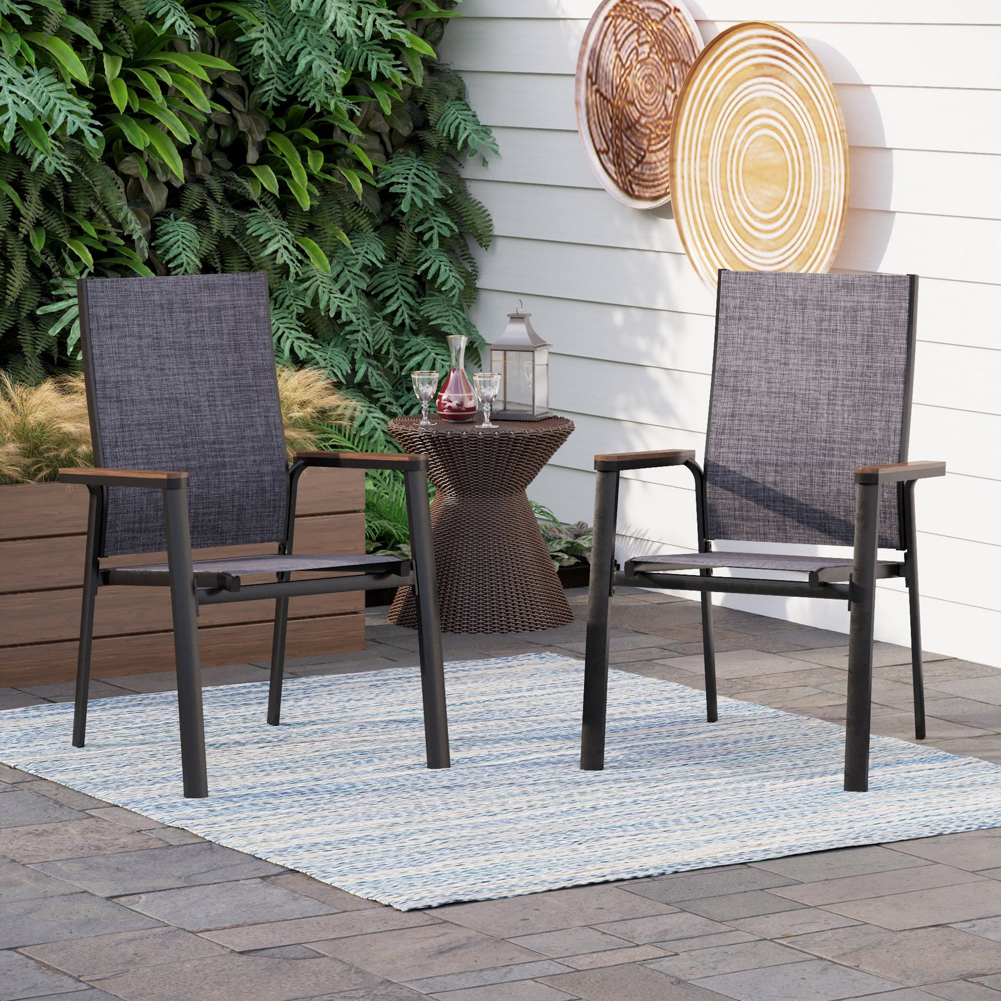 Patio Outdoor Dining Chairs Set of 2