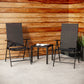 Phi Villa 3-Piece Garden Bistro Set Small Square Side Table & 2 Textilene Reclining Foldable Chairs
