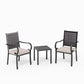 PHI VILLA 3-Piece Garden Bistro Set Rattan Dining Chairs & Small Square Side Table