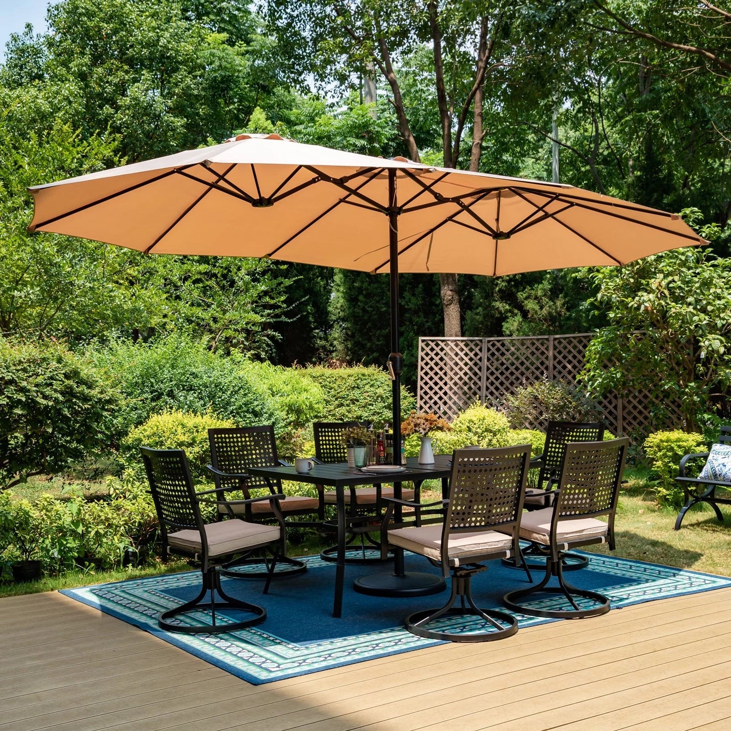 PHI VILLA 4.6m Double-Sided Extra Large Patio Twin Umbrella (Base Included)