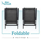 Phi Villa 3-Piece Garden Bistro Set Small Square Side Table & 2 Textilene Reclining Foldable Chairs